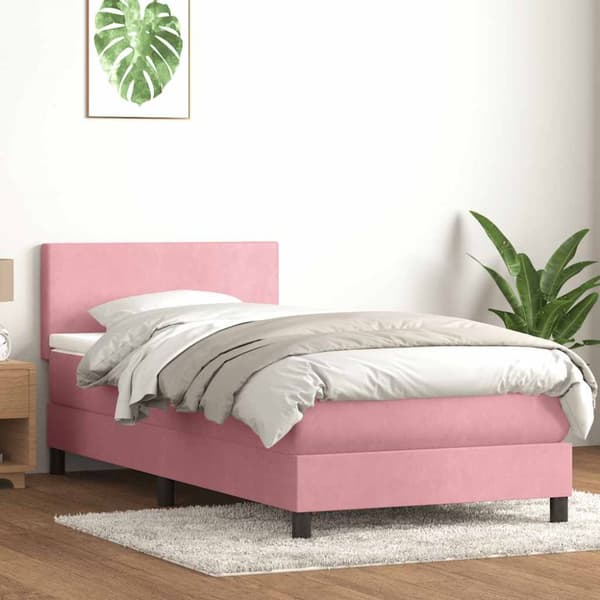 Ramsäng med madrass rosa 100x210 cm sammet