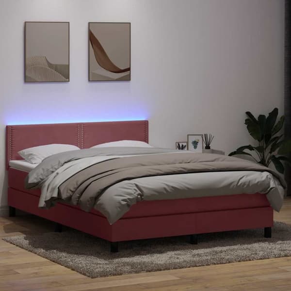 Ramsäng med madrass rosa 140x220 cm sammet