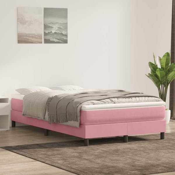 Ramsäng med madrass rosa 120x220 cm sammet