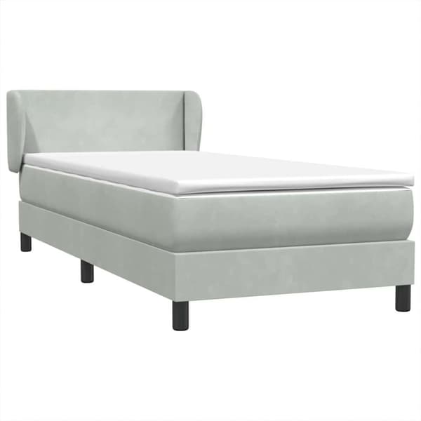 Ramsäng med madrass ljusgrå 80x210 cm sammet