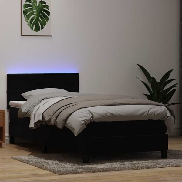 Ramsäng med madrass svart 80x220 cm sammet