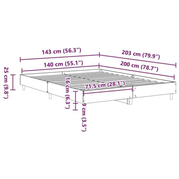 vidaXL Sengeramme uten madrass gammelt tre 140x200 cm konstruert tre