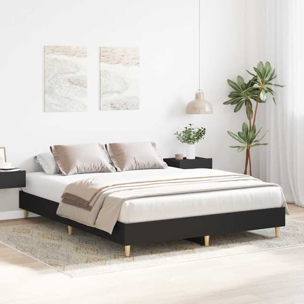 vidaXL Sengeramme uten madrass svart 140x200 cm konstruert tre
