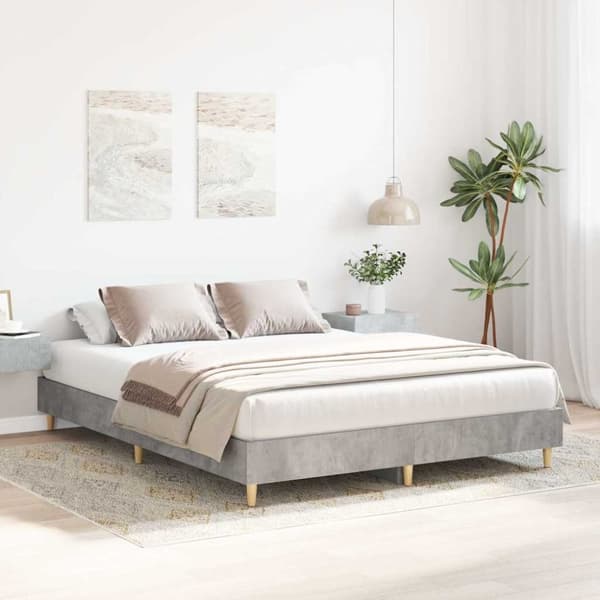 vidaXL Sengeramme uten madrass betonggrå 150x200 cm konstruert tre