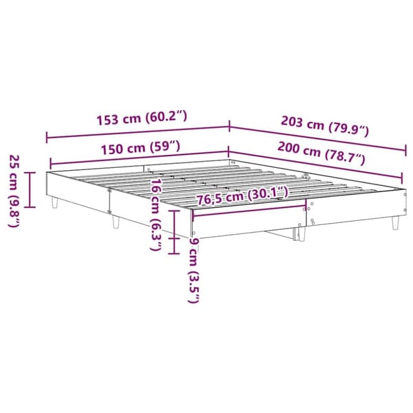 vidaXL Sengeramme uten madrass betonggrå 150x200 cm konstruert tre