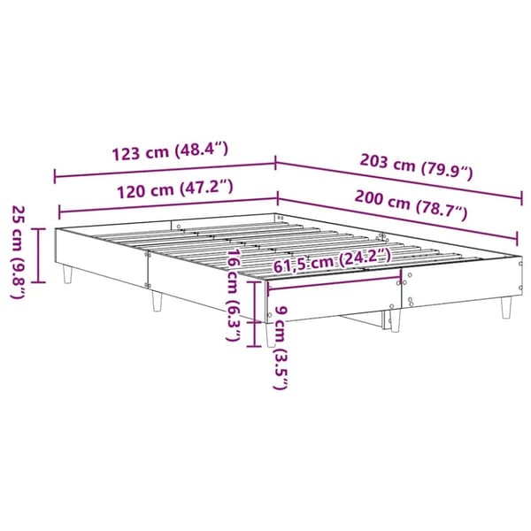 vidaXL Sengeramme uten madrass brun eik 120x200 cm konstruert tre