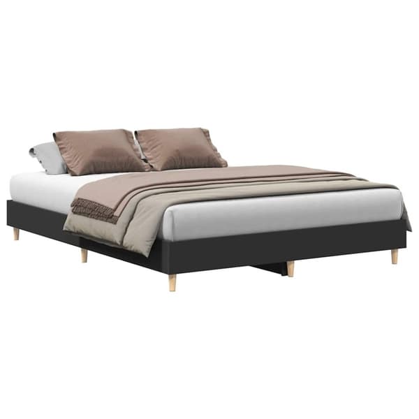 vidaXL Sängram utan madrass svart 150x200 cm konstruerat trä