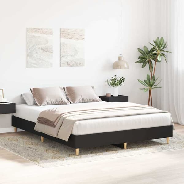 vidaXL Sängram utan madrass svart 150x200 cm konstruerat trä
