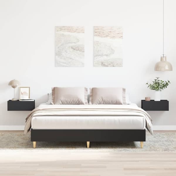 vidaXL Sängram utan madrass svart 150x200 cm konstruerat trä