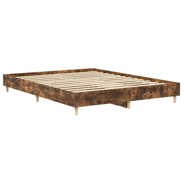 vidaXL Sengeramme uten madrass røkt eik 140x200 cm konstruert tre