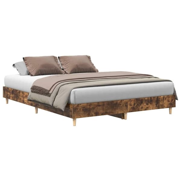 vidaXL Sengeramme uten madrass røkt eik 140x200 cm konstruert tre