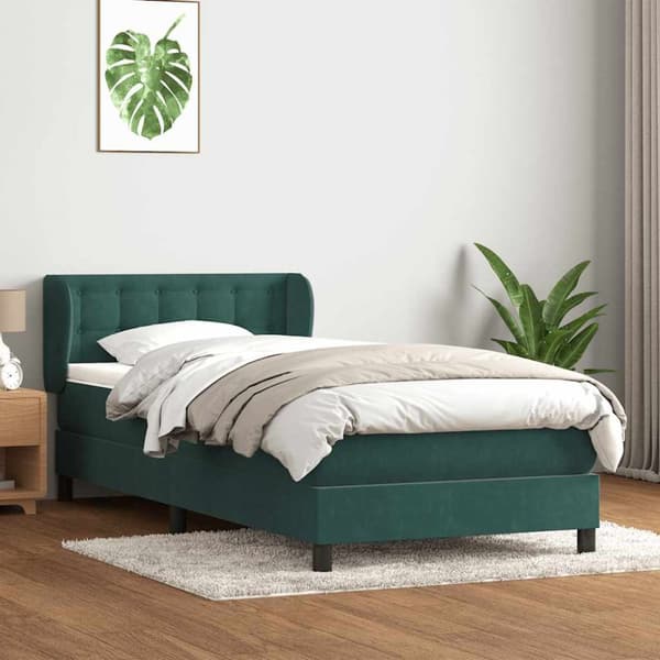 Ramsäng med madrass mörkgrön 80x210 cm sammet