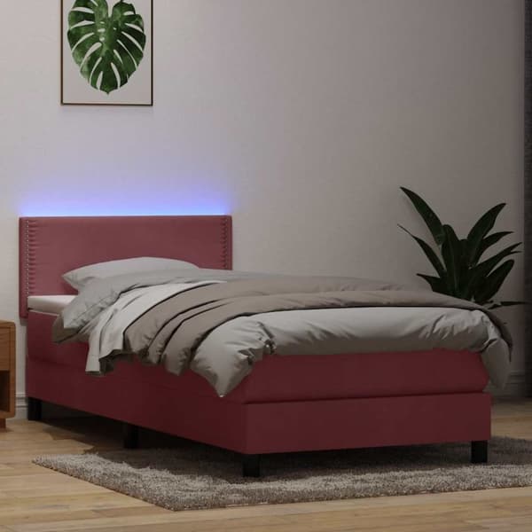 Ramsäng med madrass rosa 100x220 cm sammet