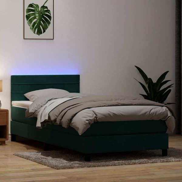 Ramsäng med madrass mörkgrön 80x210 cm sammet