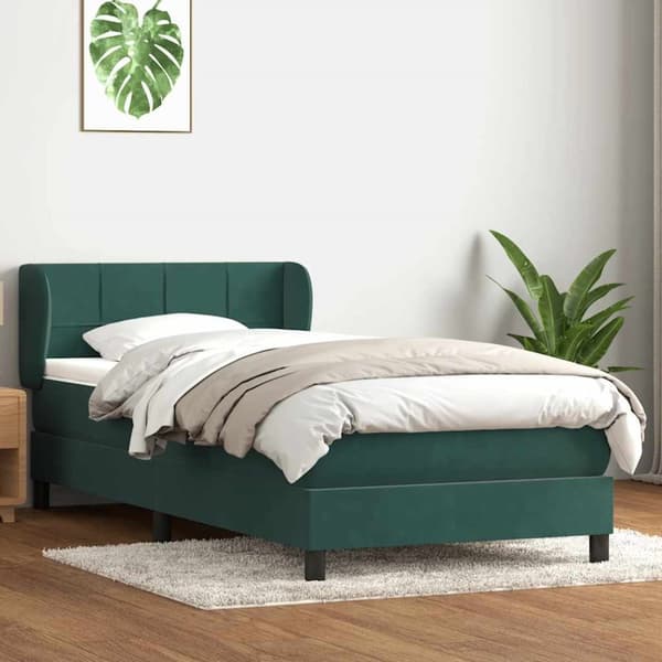 Ramsäng med madrass mörkgrön 80x220 cm sammet