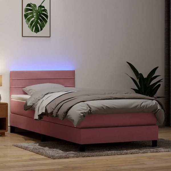 Ramsäng med madrass rosa 100x220 cm sammet