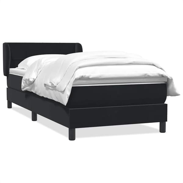 Ramsäng med madrass svart 80x220 cm sammet