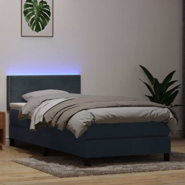 Ramsäng med madrass mörkgrå 80x220 cm sammet