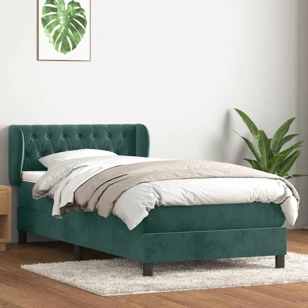 Ramsäng med madrass mörkgrön 80x220 cm sammet