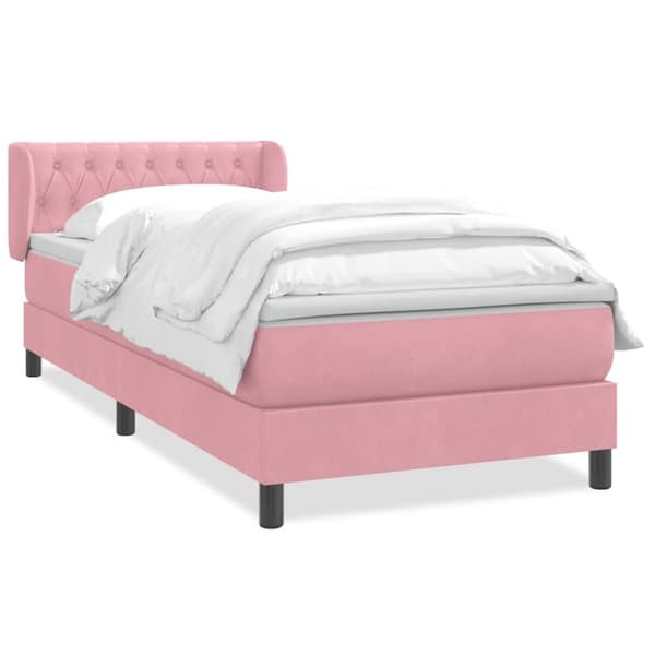 Ramsäng med madrass rosa 100x220 cm sammet