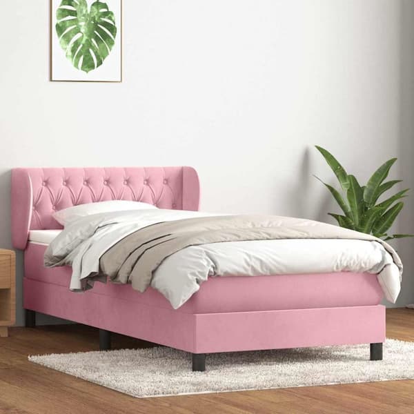 Ramsäng med madrass rosa 100x220 cm sammet