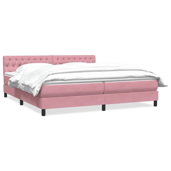 Resårsäng med madrass rosa 180x220 cm sammet