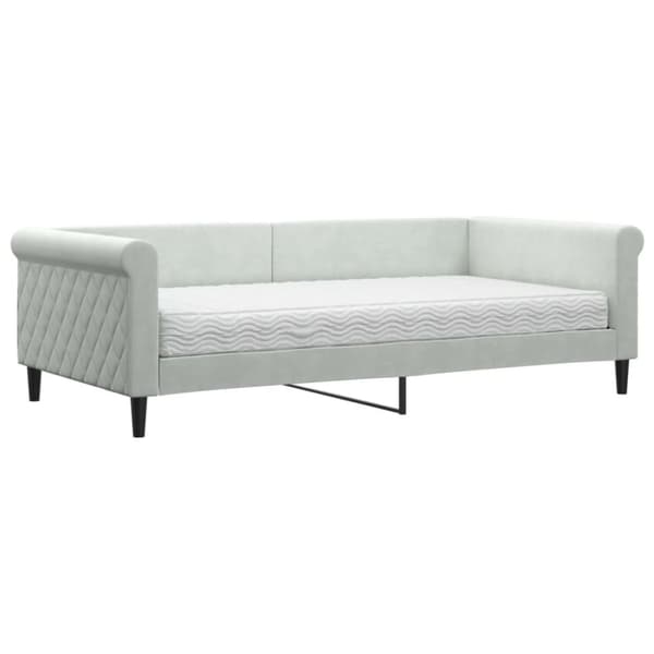 Dagbädd med madrass ljusgrå 100x200 cm sammet