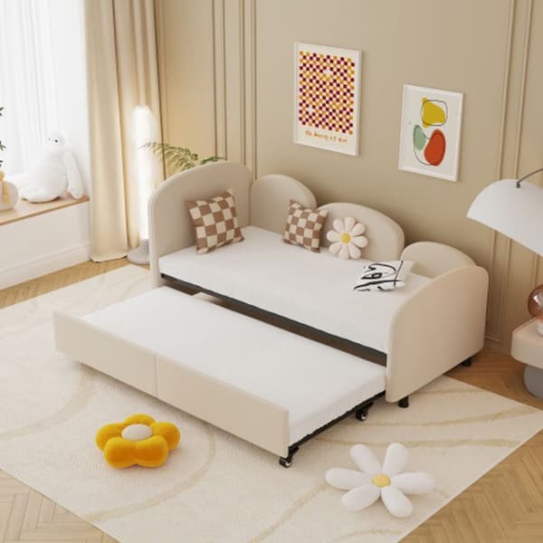 Bäddsoffa, Förvaringslådor, Sammet, Enkelsäng, Dagbäddsram, Vardagsrum, Barnrum, Sovrum, Beige