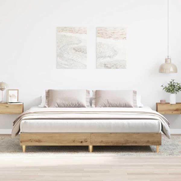 Sängram utan madrass hantverksmässig ek 200x200 cm