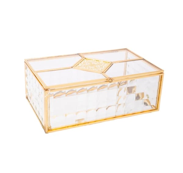 Glaslåda BERYL 20x12xH7,5cm, gyllene