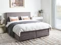 Miniatyrbillede 2 af 11: Seng Taupe Polyester 160 x 200 cm Moderne To Mands Seng med Opbevaring Blød Sengegavl Dobbeltseng Sengeramme Kontinentalseng Design