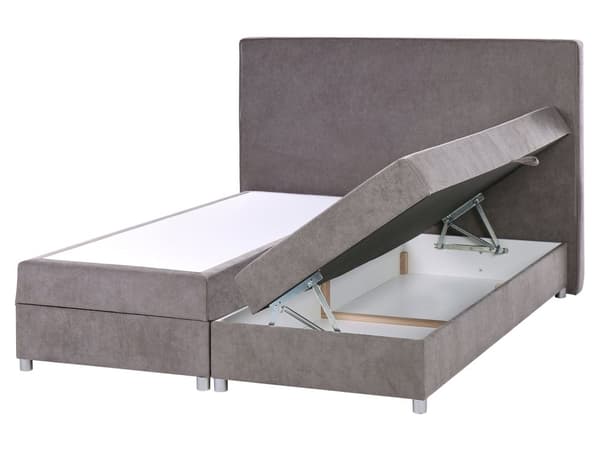 Seng Taupe Polyester 160 x 200 cm Moderne To Mands Seng med Opbevaring Blød Sengegavl Dobbeltseng Sengeramme Kontinentalseng Design