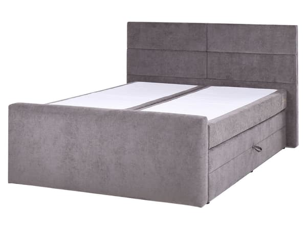 Dobbeltseng med oppbevaring Taupe Stoff 160 x 200 cm Bonellfjærmadrass Moderne design Kontinentalseng Soverom
