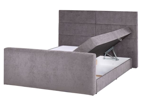 Dobbeltseng med oppbevaring Taupe Stoff 160 x 200 cm Bonellfjærmadrass Moderne design Kontinentalseng Soverom