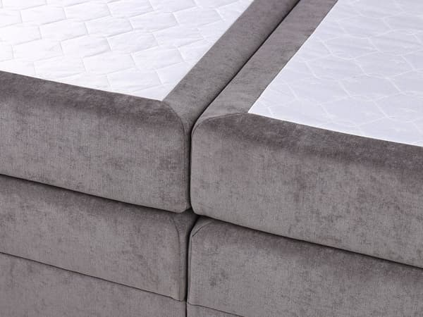 Dobbeltseng med oppbevaring Taupe Stoff 180 x 200 cm Bonellfjærmadrass Moderne design Kontinentalseng Soverom