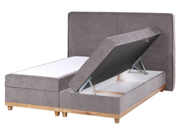 Seng Taupe Polyester 160 x 200 cm Moderne To Mands Seng med Opbevaring Blød Sengegavl Dobbeltseng Sengeramme Kontinentalseng Design