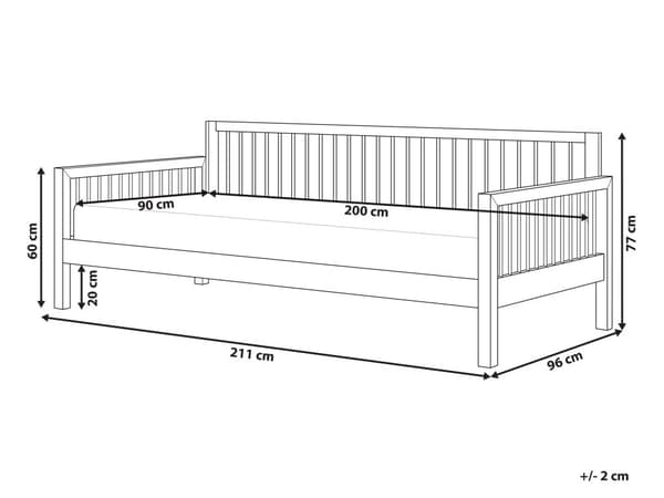 Dagseng Hvit Gummitre 90 x 200 cm Lamellbunn Dekorative metallrør Moderne stil Enkeltseng
