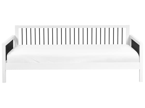 Dagseng Hvit Gummitre 90 x 200 cm Lamellbunn Dekorative metallrør Moderne stil Enkeltseng