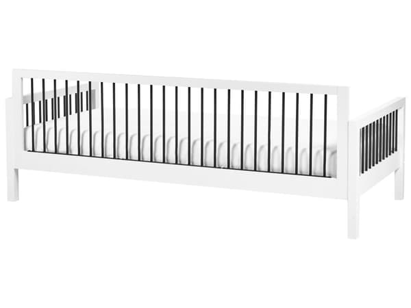 Dagseng Hvit Gummitre 90 x 200 cm Lamellbunn Dekorative metallrør Moderne stil Enkeltseng
