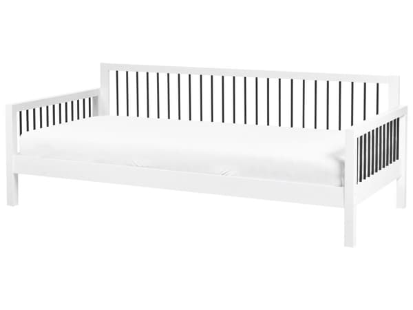 Dagseng Hvit Gummitre 90 x 200 cm Lamellbunn Dekorative metallrør Moderne stil Enkeltseng