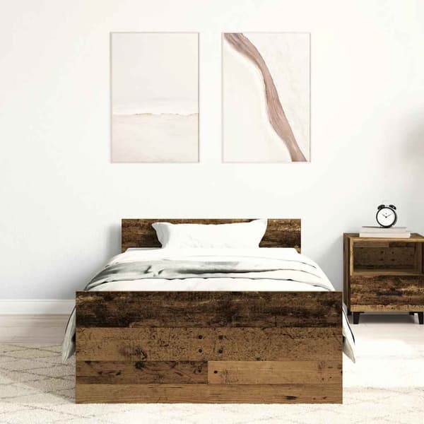 vidaXL Sängram utan madrass gammalt trä 100x200cm konstruerat trä