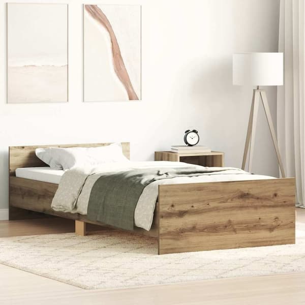 vidaXL Sengeramme uten madrass artisan eik 100x200 cm konstruert tre