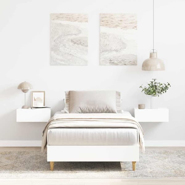 vidaXL Sängynrunko Ei Patjaa Valkoinen 100x200 cm Engineered Wood