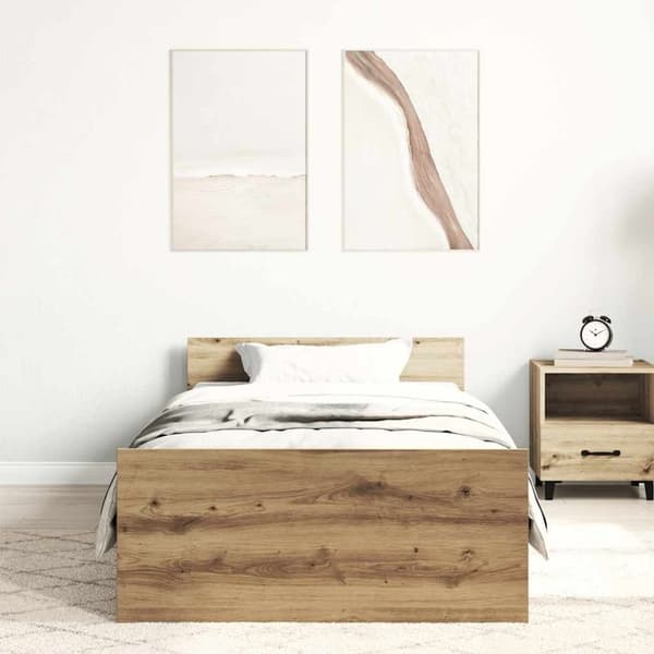 vidaXL Sängynrunko ilman patjaa artisaanitammi 90x190 cm tekninen puu