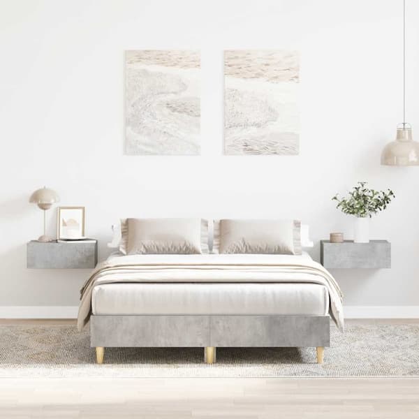 vidaXL Sängynrunko Ei Patjaa Betoni Harmaa 120x200 cm Suunniteltu puu