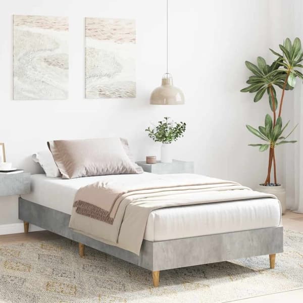 vidaXL Sängynrunko Ei Patjaa Betoni Harmaa 100x200 cm Suunniteltu puu