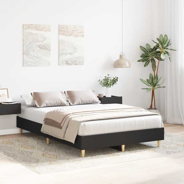 vidaXL Sengeramme uten madrass svart 135x190 cm konstruert tre