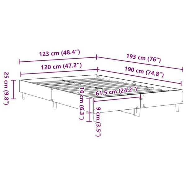 vidaXL sengestel uden madras 120x190 cm konstrueret træ brunt eg