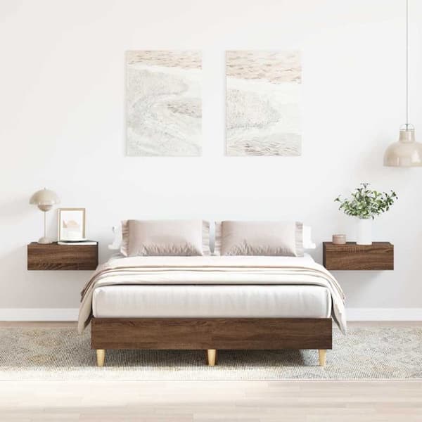 vidaXL sengestel uden madras 120x190 cm konstrueret træ brunt eg