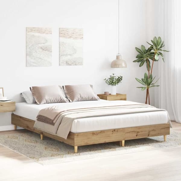 vidaXL Sengeramme uten madrass artisan eik 90x200 cm konstruert tre